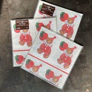 Vintage Gordon Fraser Teddy Bear Clowns Gift Wrap England Wrapping Paper